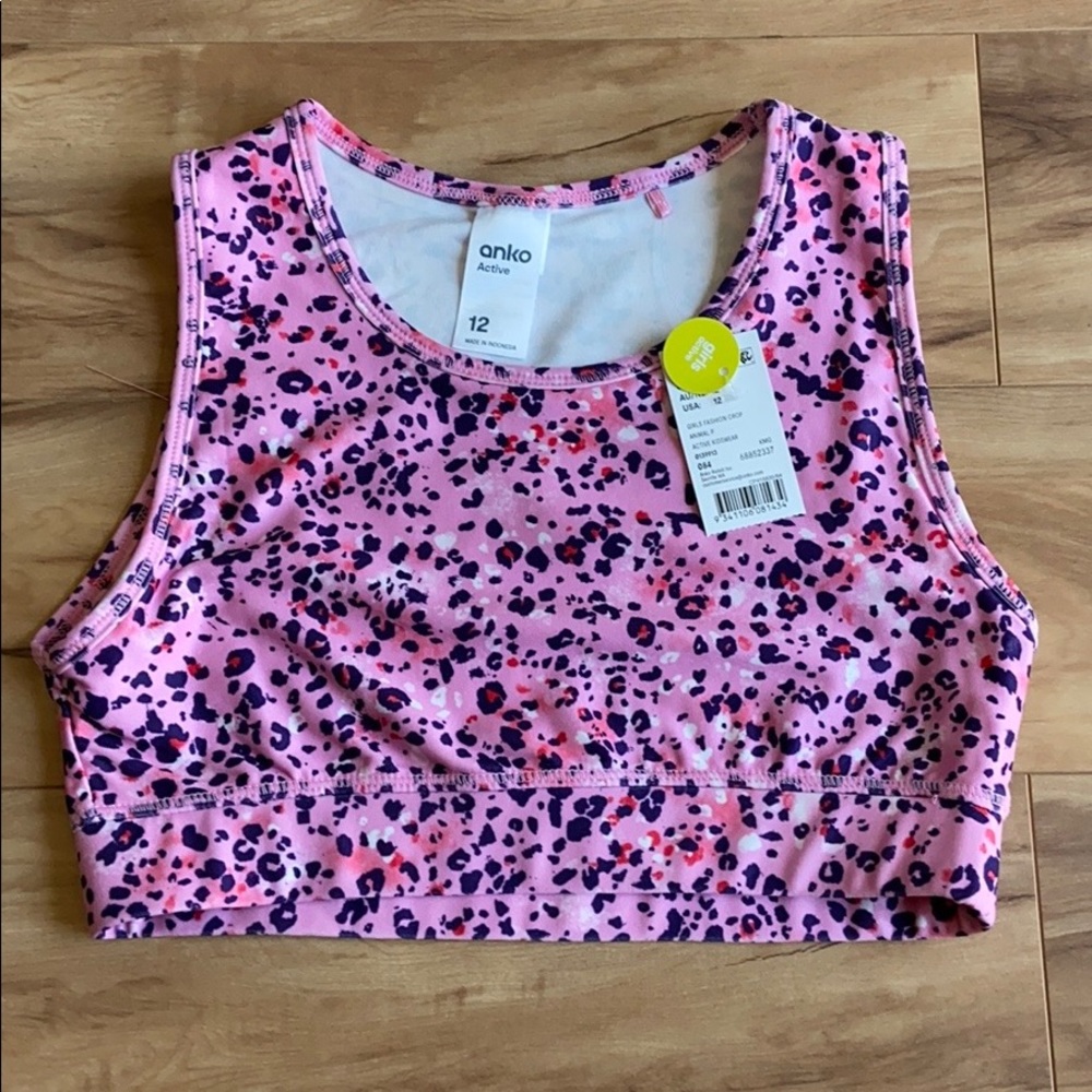 Anko  girl’s Active Crop Top - Animal print